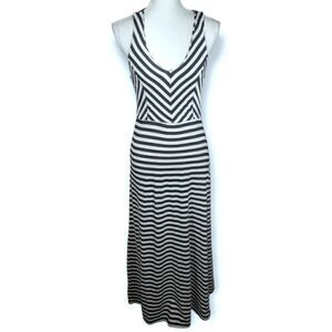 MONTEAU BLACK & WHITE STRIPE MAXI DRESS SZ.M EUC